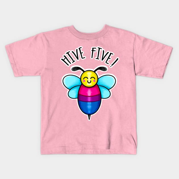 Kawaii Bee Hive Five Bisexual Pride Flag Kids T-Shirt by bolincradleyart